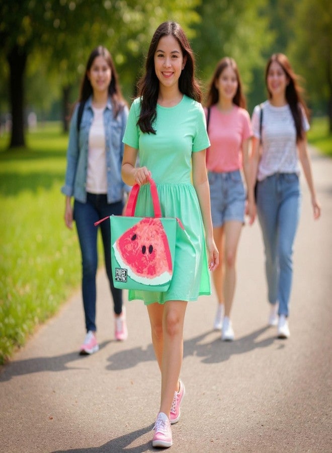 Fridge Pak Tropical Lunch Tote Bag Fruit Lunch Bag for Women Insulated Cooler Bags for Beach, Food, Groceries (Watermelon Slice Tote) - Image 4